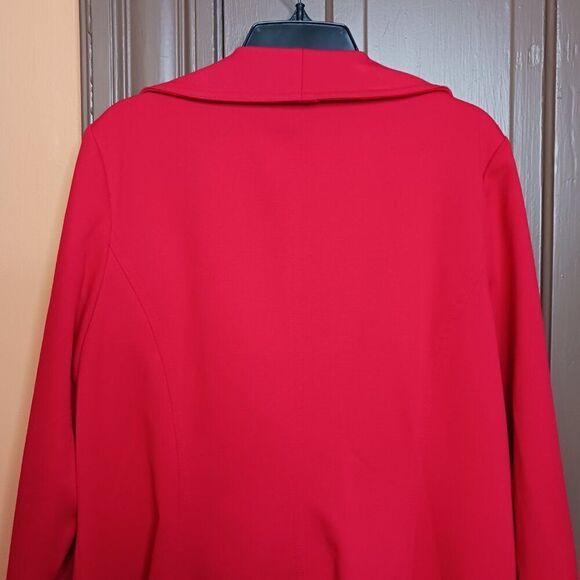 Calvin Klein Ruffle Suit Cardigan Women's size 14 Petite Bright Red Color - Picture 4 of 11